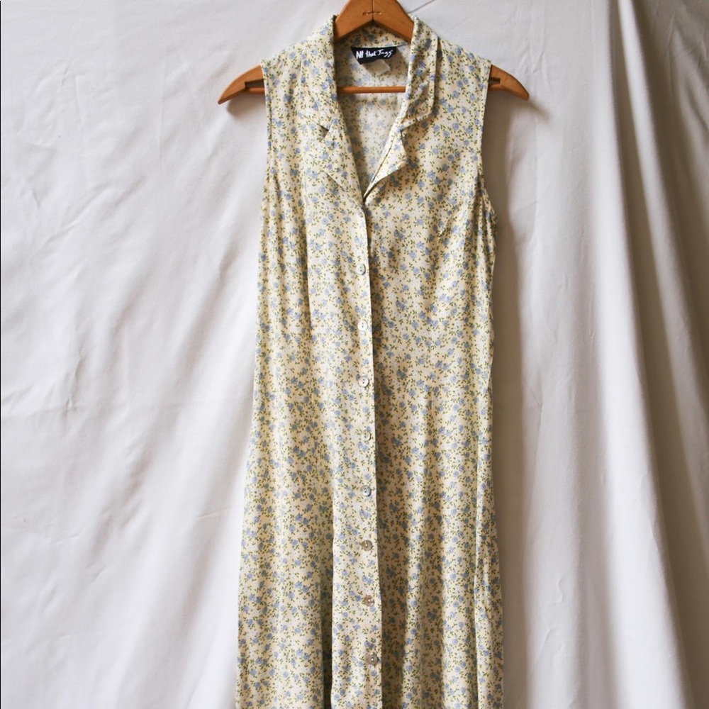 Vintage All That Jazz Yellow Floral Tank Dress